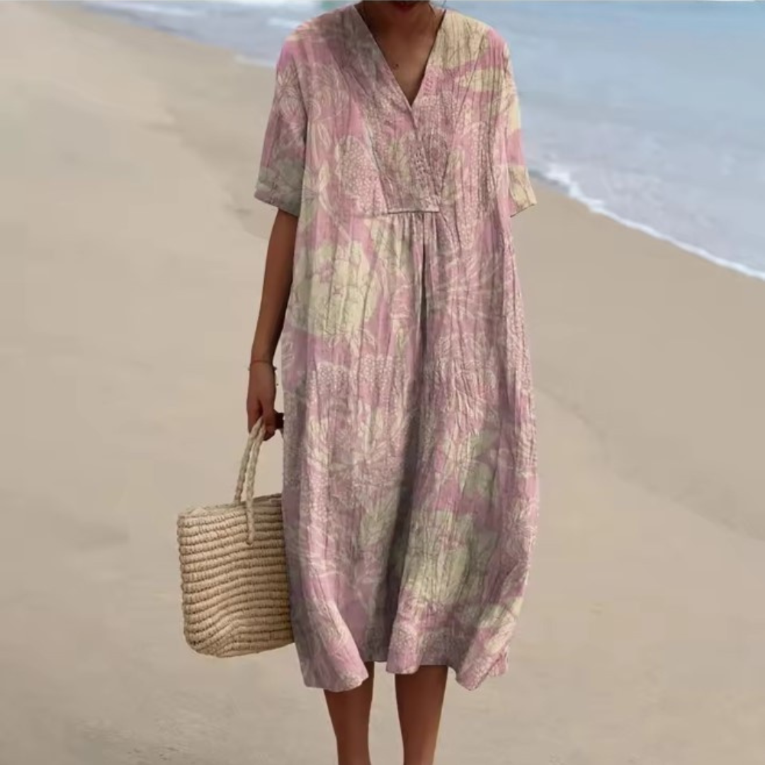 Aveline™ | Soft Linen Coastal Midi Dress