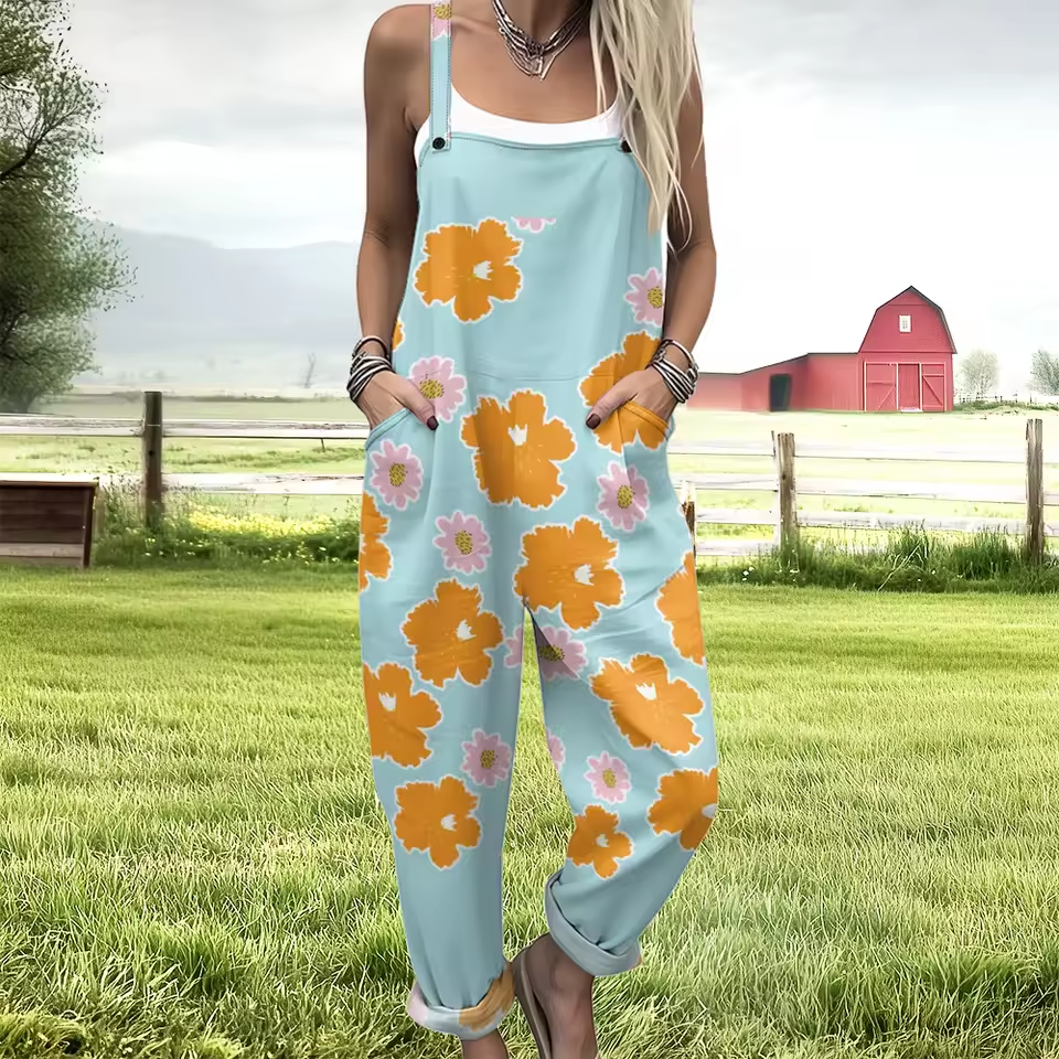 Azure Blossom Overalls