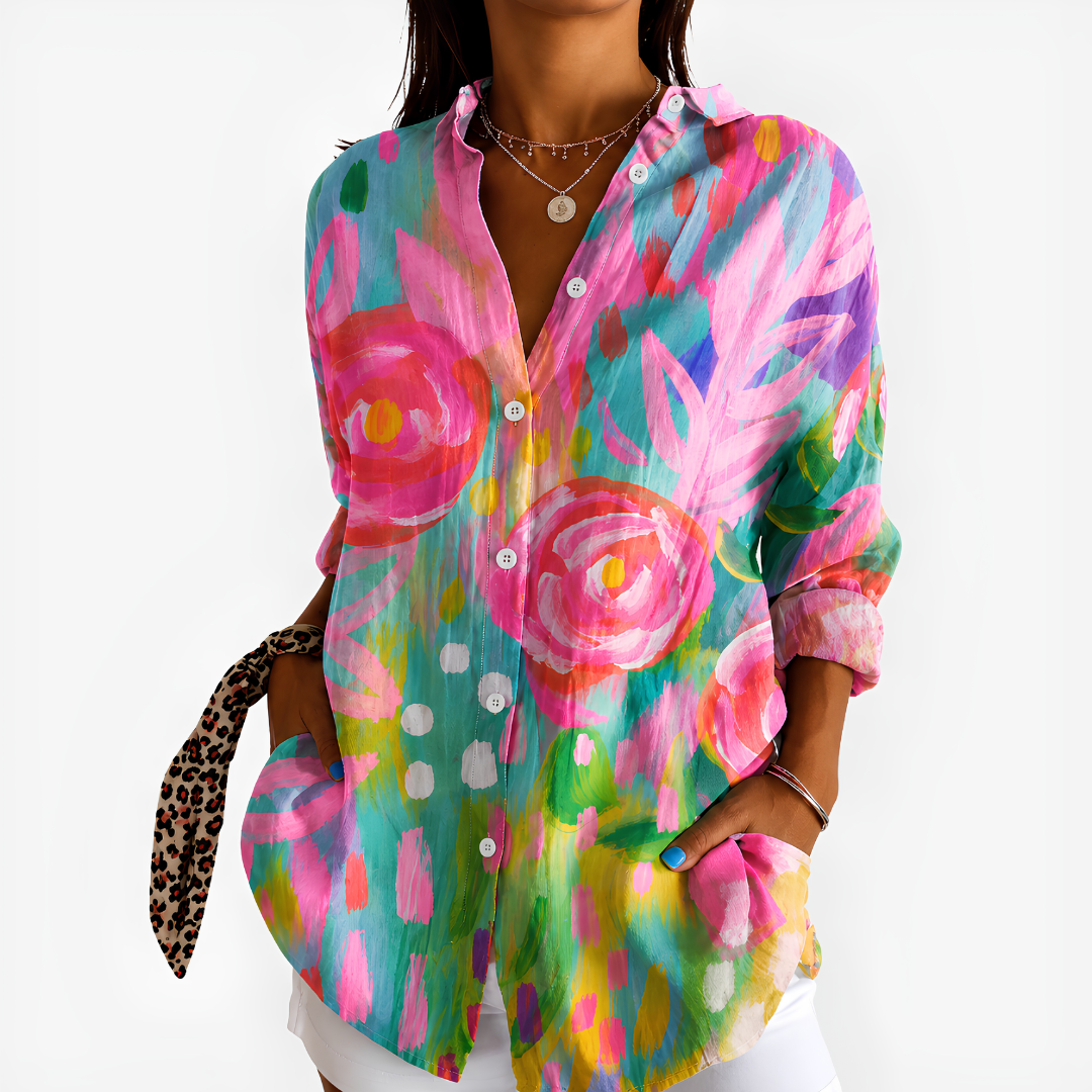Vibrant Bloom Watercolour Blouse