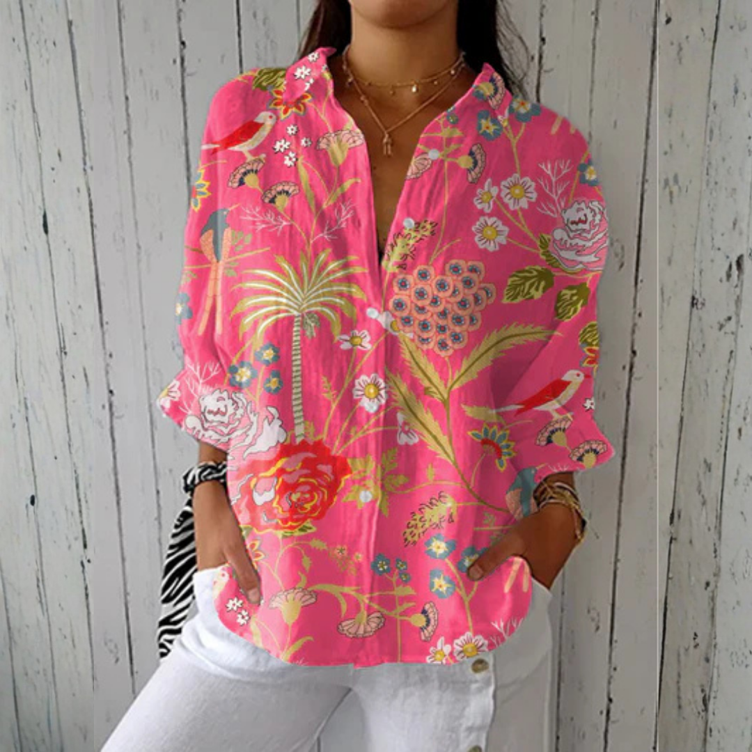 Chloe Tropical Blossom Blouse detail