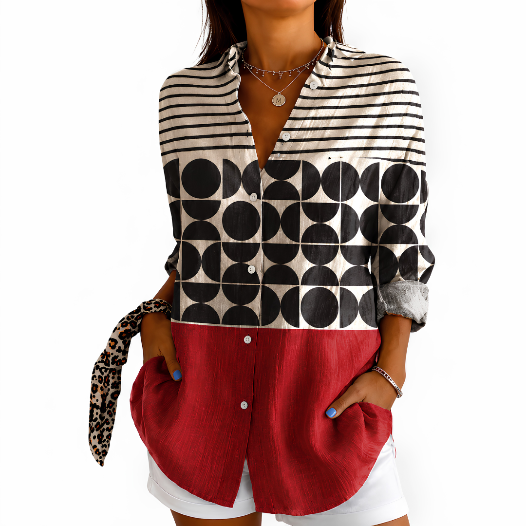 Modern Geometric Colourblock Blouse