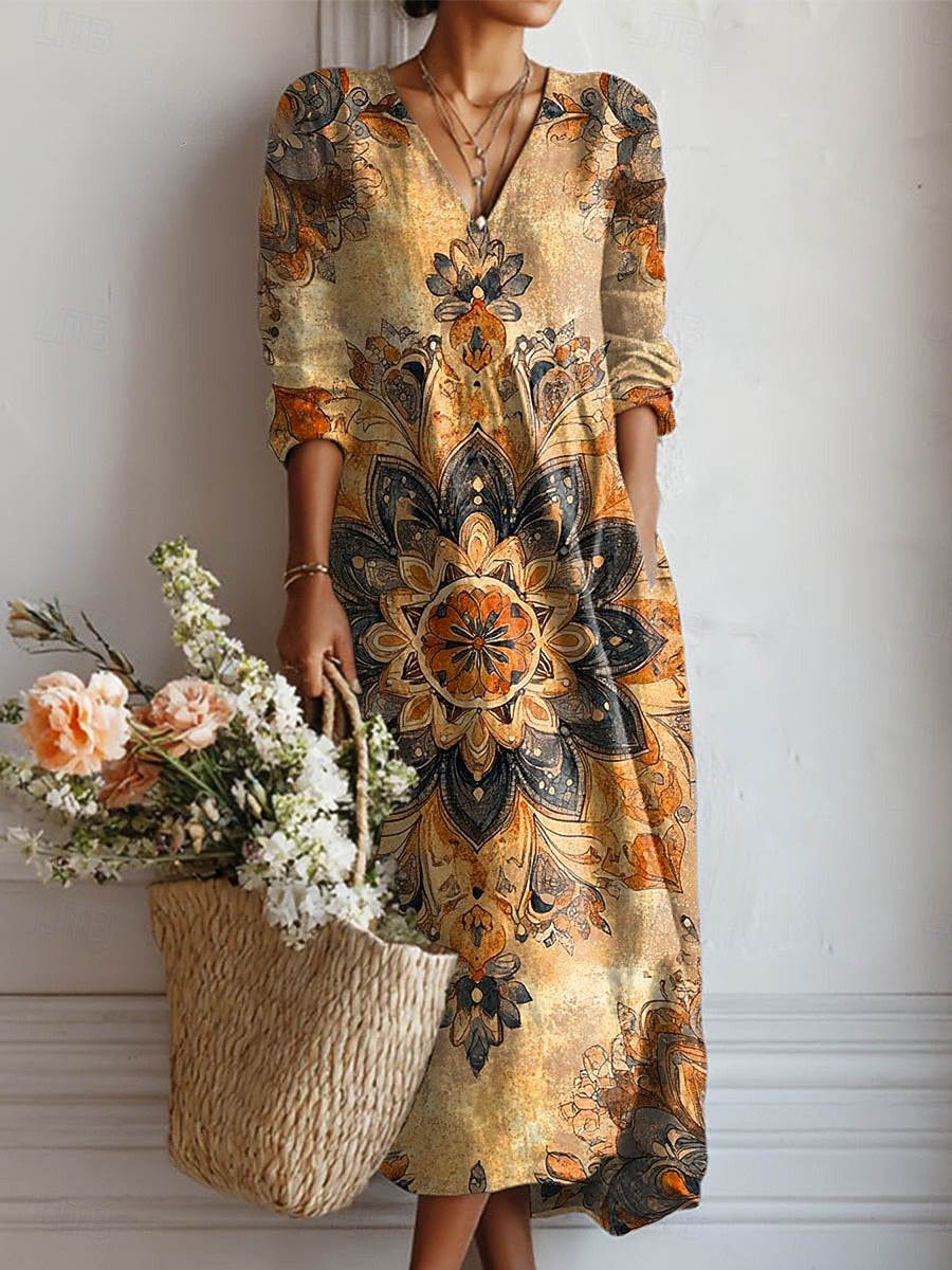 Hazel | Autumn Medallion Maxi Dress