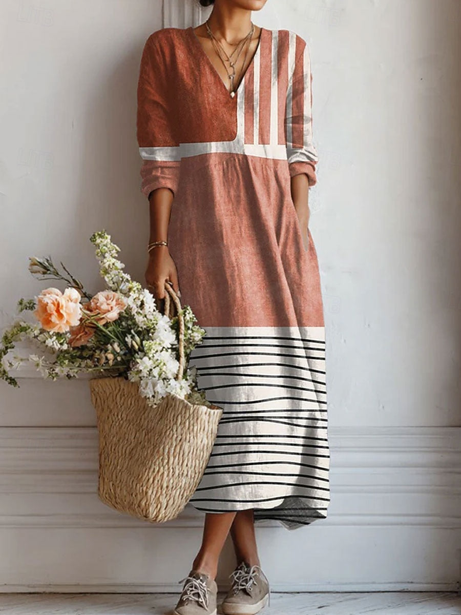 Mia | Terracotta Stripe Maxi Dress