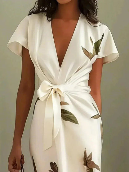 Amelia Elegant Floral Wrap Dress
