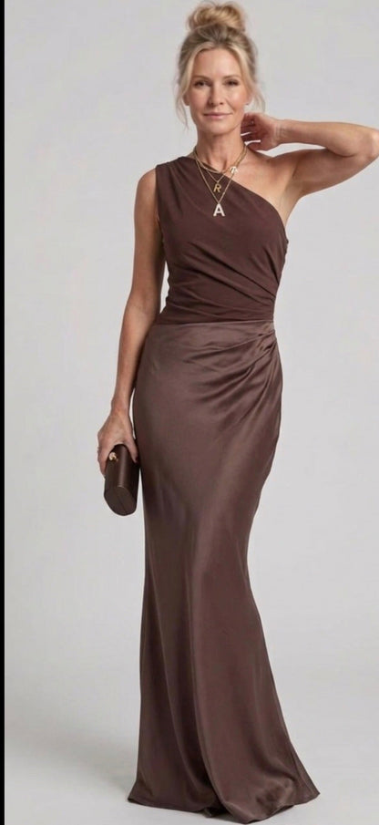 Sophia  | Maxi Dress with a Guilt in Satin