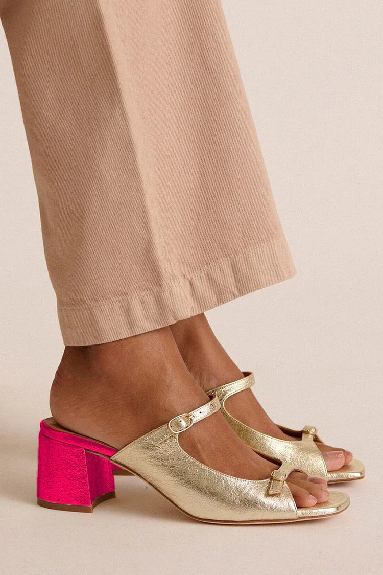 Madison - Chunky Heels with Back Strap and Block Toe for Summer