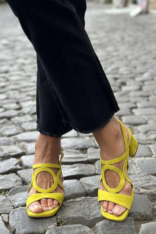 Sienna - Square Toe Heels with Round Cut for Summer