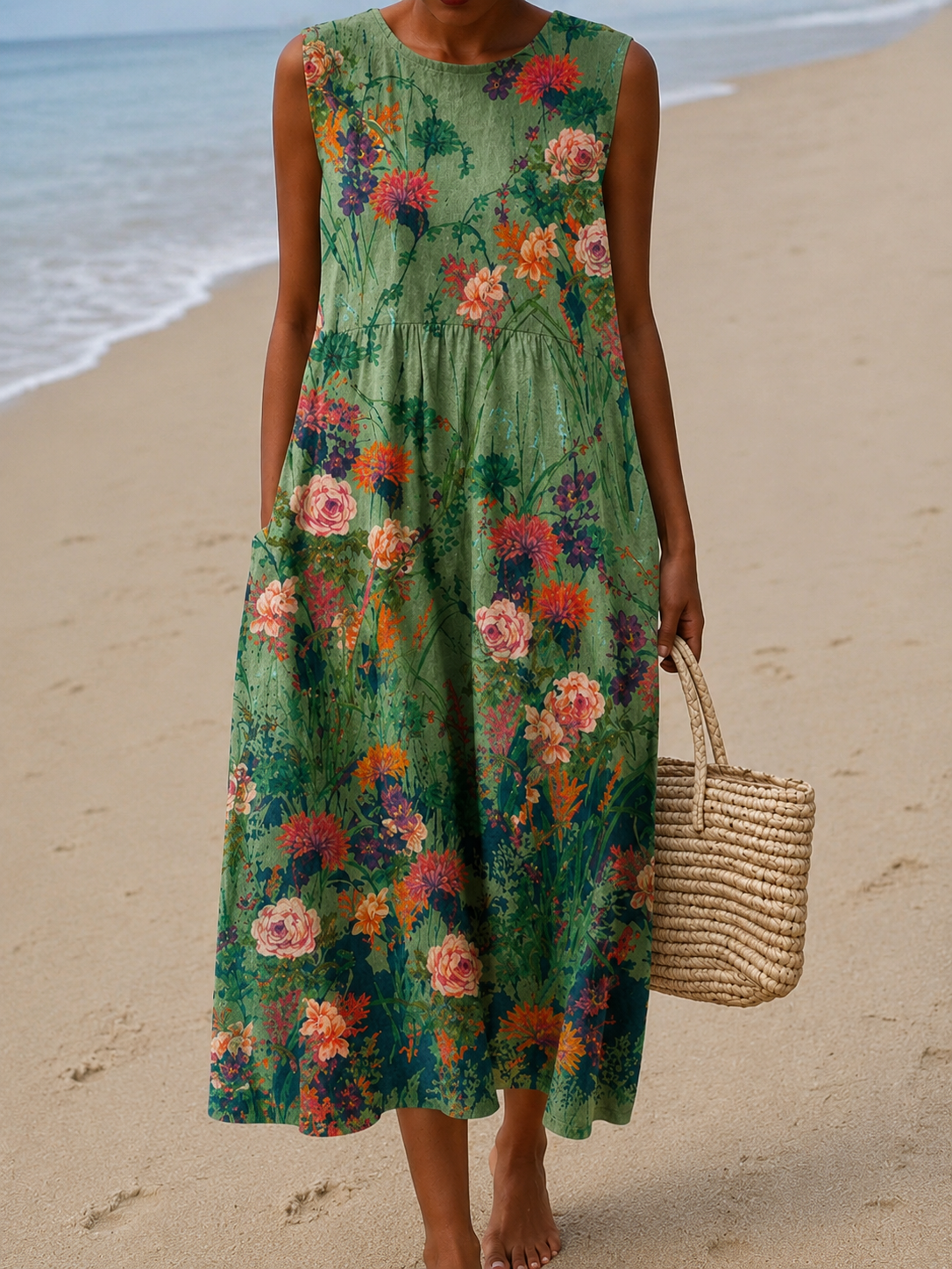 Savannah | Sleeveless Printed Midi Casual Dress