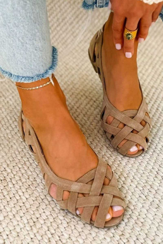Georgia - Flat sandals with open toe and woven fabric for Summer