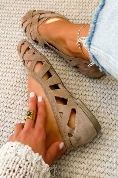 Georgia - Flat sandals with open toe and woven fabric for Summer