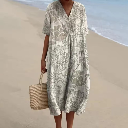 Solara™ | Floral Relaxed V-Neck Dress