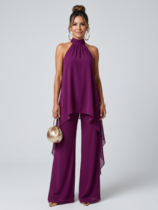 Zareen | Asymmetric Tunic Top Wide Leg Trousers Set