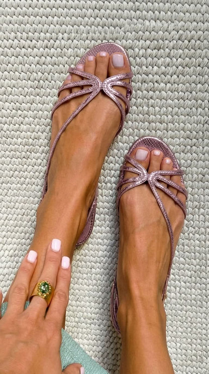 Evie - Metallic Strap Sandals for Summer