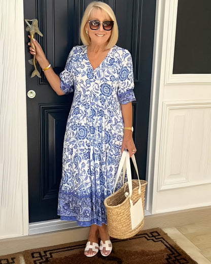 Keisha Floral Maxi Dress - Blue