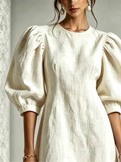 Blanche | Floral-Hem Puff-Sleeve Mini Dress