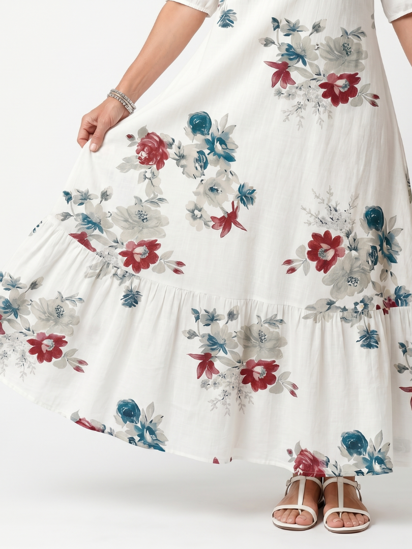 Maeva | Spread Flowers Tassel Tie Midi Dress