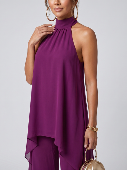 Zareen | Asymmetric Tunic Top Wide Leg Trousers Set