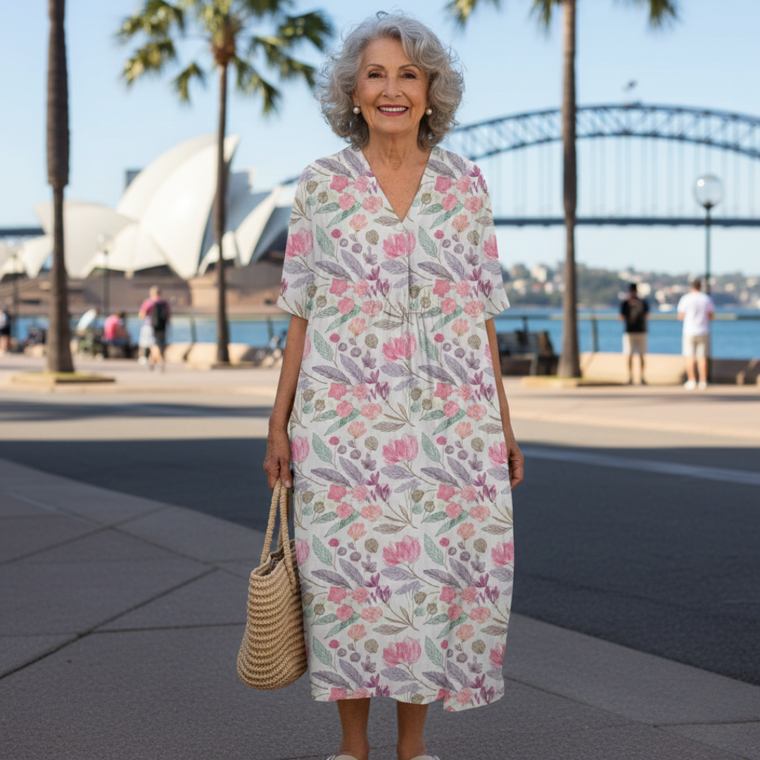 Elara™ | Floral Relaxed V-Neck Summer Dress