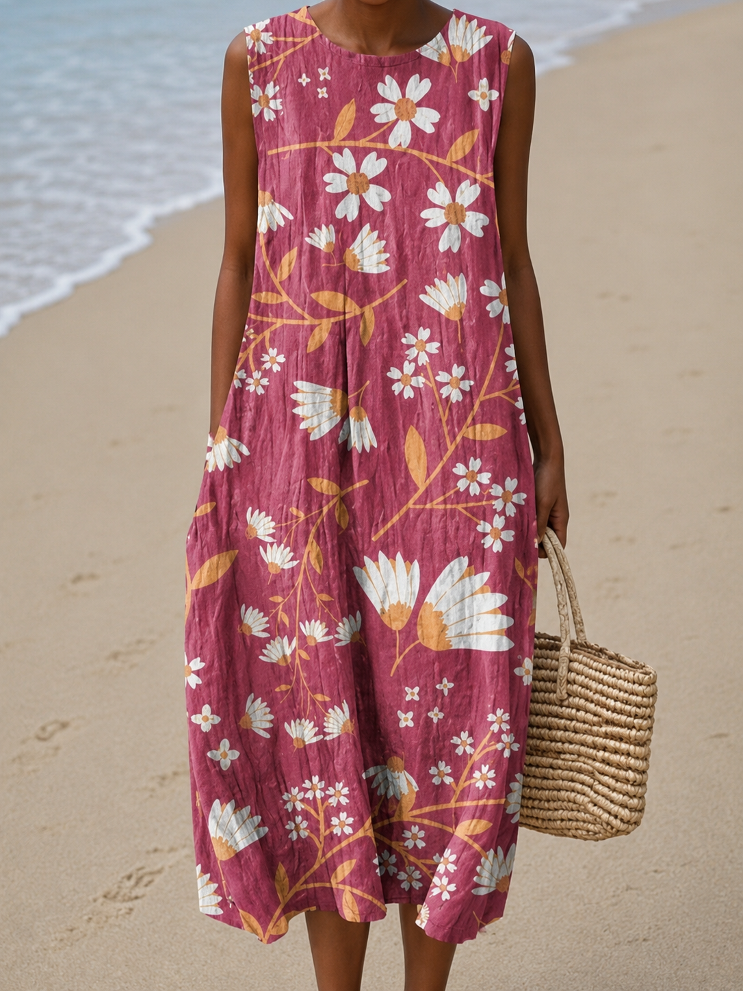 Charlotte | Sleeveless Printed Midi Casual Dress