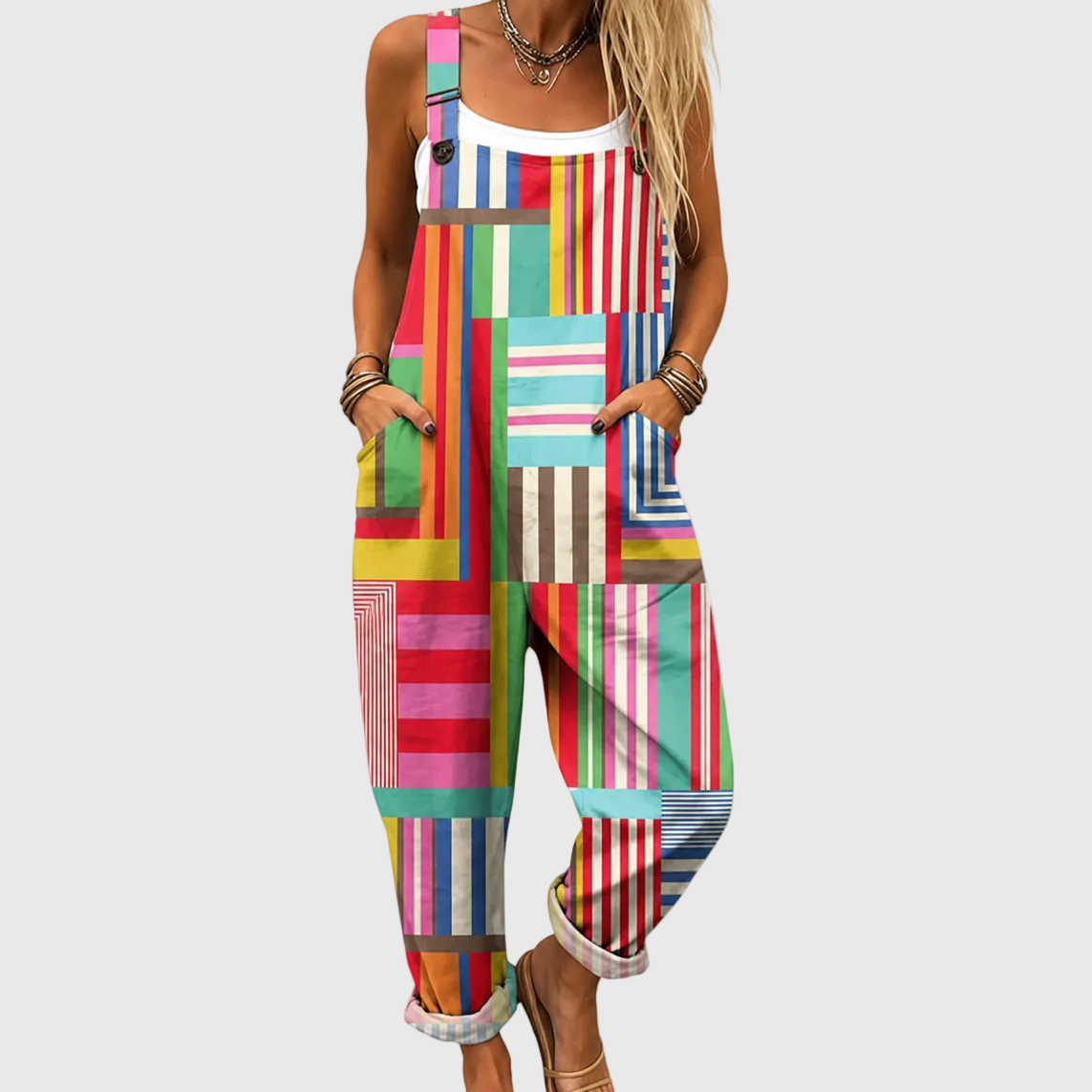 COLOURFUL PATCHWORK OVERALLS COMFORT