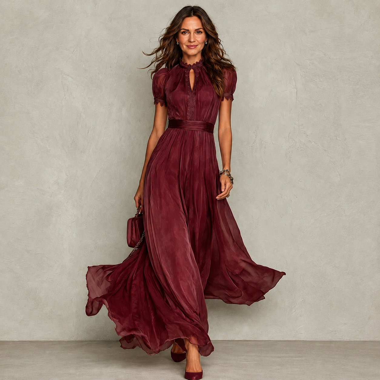 Zoey | Ruffled Neck Pleated