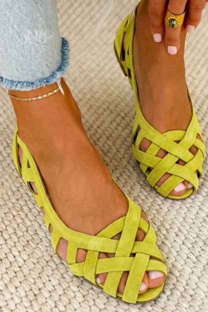 Georgia - Flat sandals with open toe and woven fabric for Summer