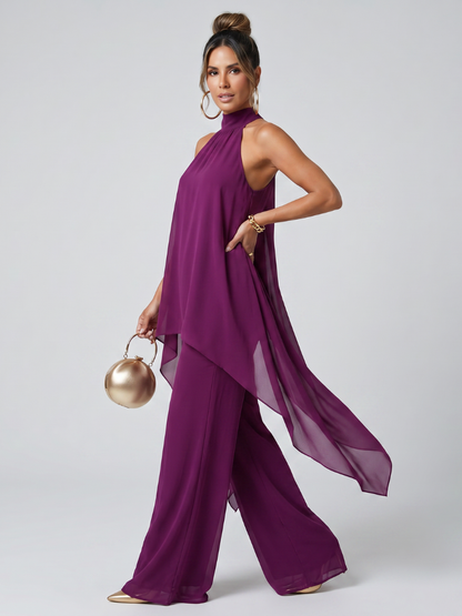 Zareen | Asymmetric Tunic Top Wide Leg Trousers Set