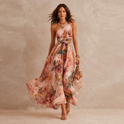 Celeste | One-Shoulder Floral Maxi Dress