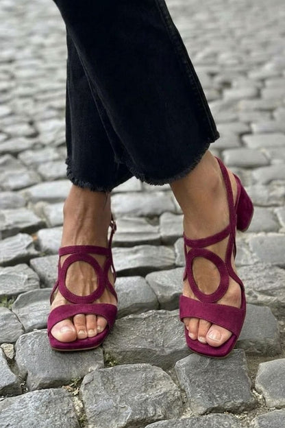 Sienna - Square Toe Heels with Round Cut for Summer