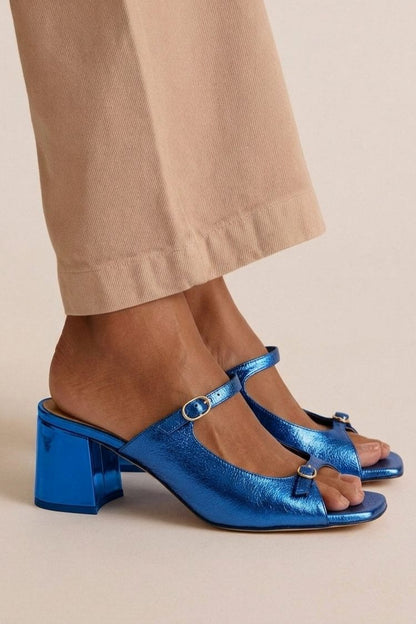 Madison - Chunky Heels with Back Strap and Block Toe for Summer
