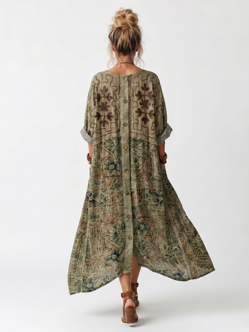 Aleta | Front Button Oversized Pocket Midi Dress
