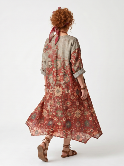 Saffron | Mixed Pattern Relaxed Midi Dress