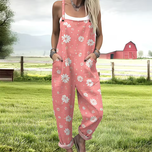 Daisy Pink Flower Overalls