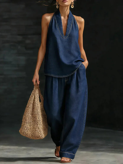 Martina | Fluid Long Set with V-Neck