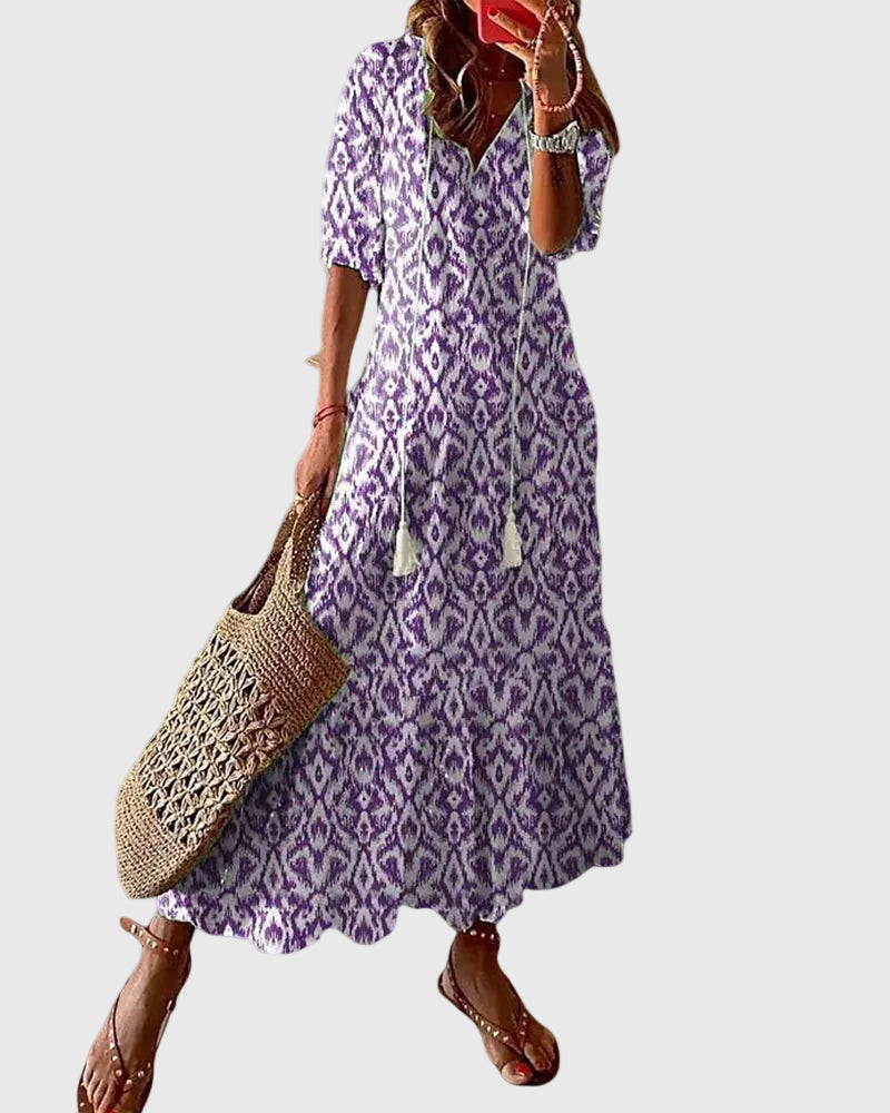 Amalia Boho Vintage Summer Maxi Dress