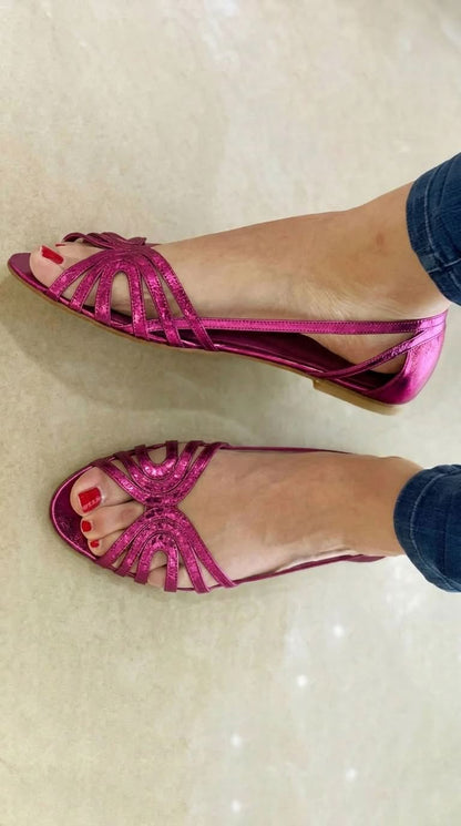 Mila - Open-Toe Sandals with Metallic Shine