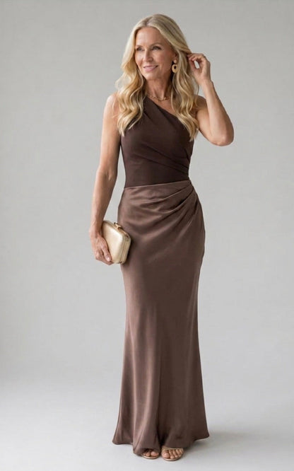 Sophia  | Maxi Dress with a Guilt in Satin