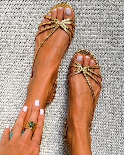 Evie - Metallic Strap Sandals for Summer