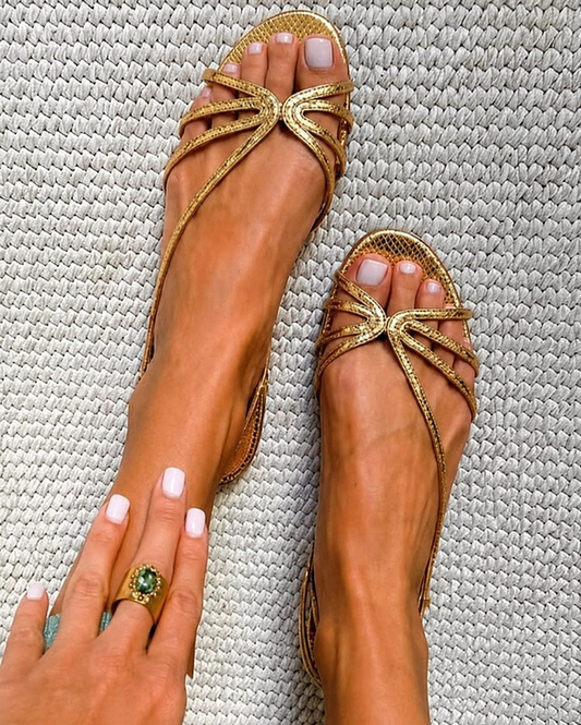 Evie - Metallic Strap Sandals for Summer
