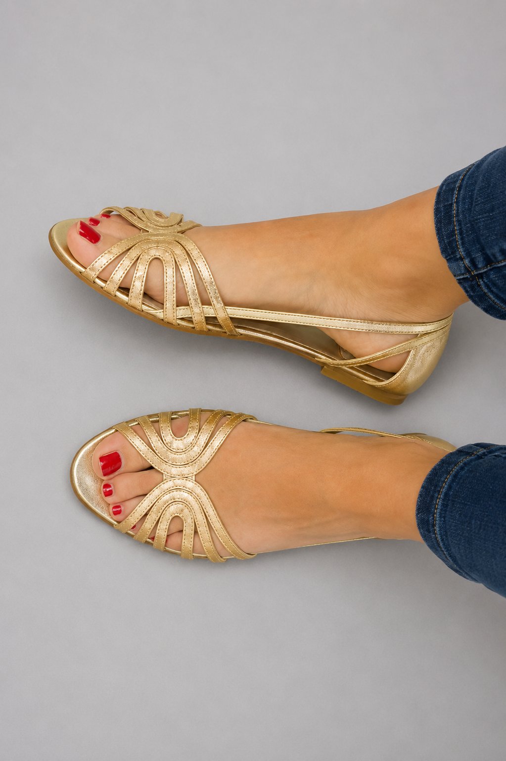 Mila - Open-Toe Sandals with Metallic Shine
