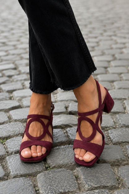 Sienna - Square Toe Heels with Round Cut for Summer