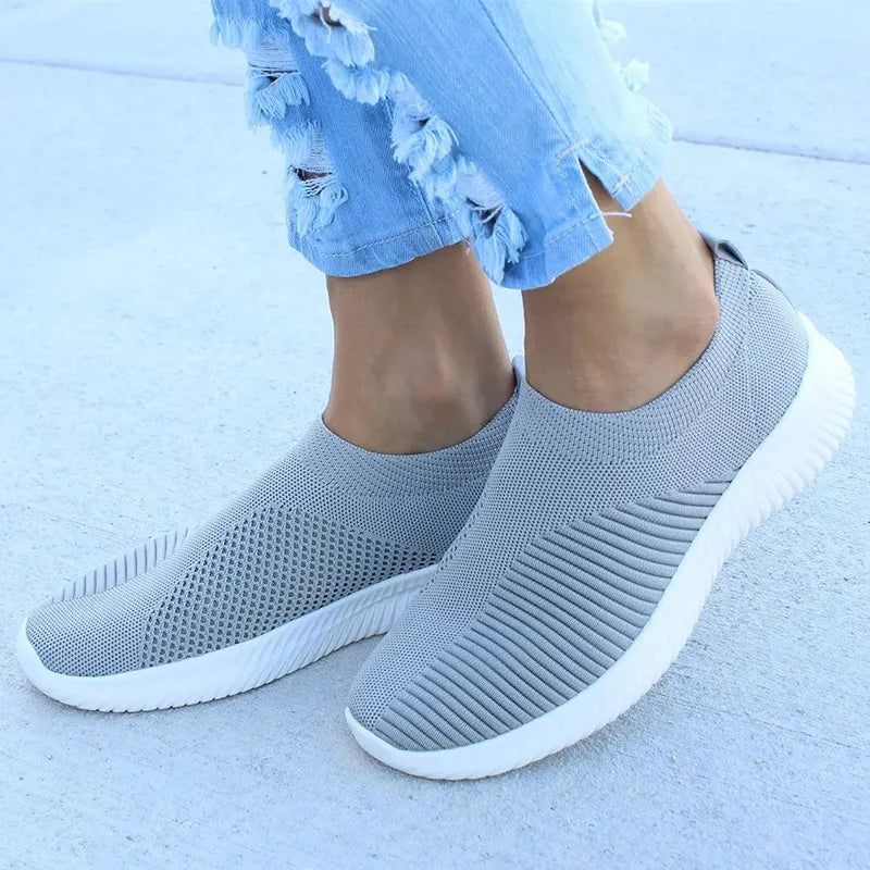 Sienna™ – Knit Sock Slip‑On Walking Flats