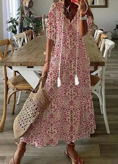 Amalia Boho Vintage Summer Maxi Dress