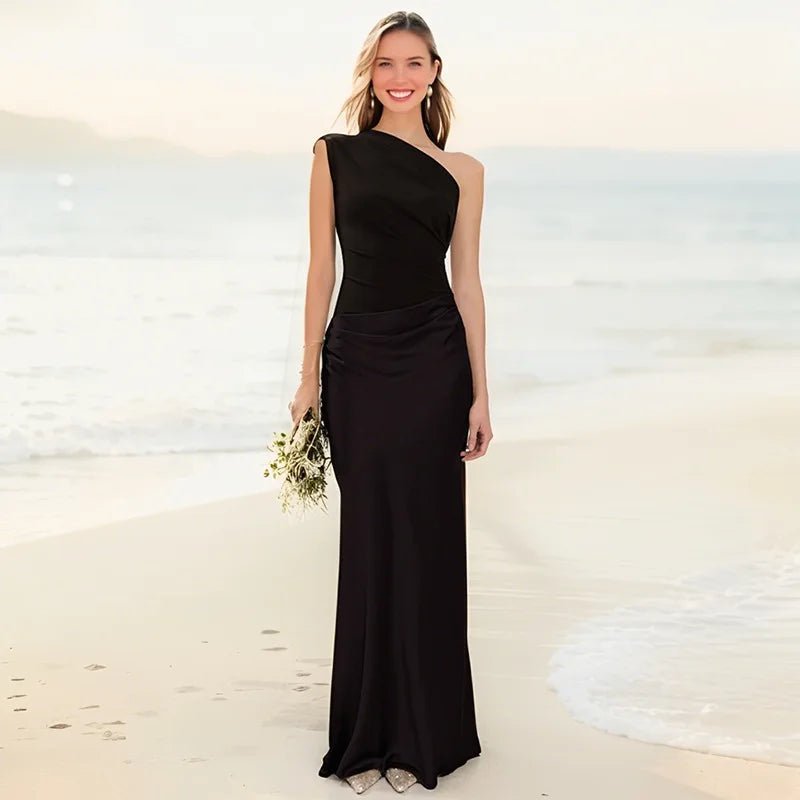 Sophia  | Maxi Dress with a Guilt in Satin