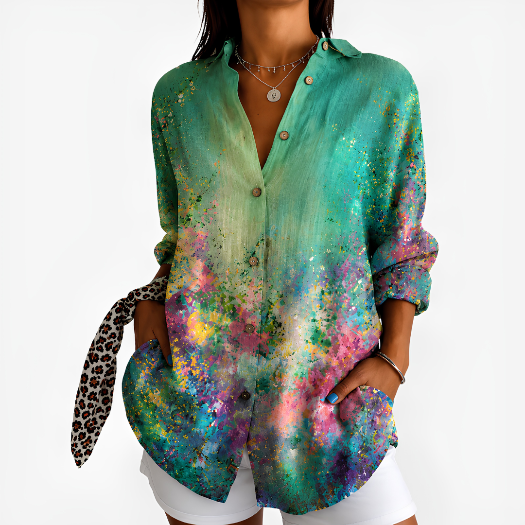 Emerald Watercolour Splash Blouse