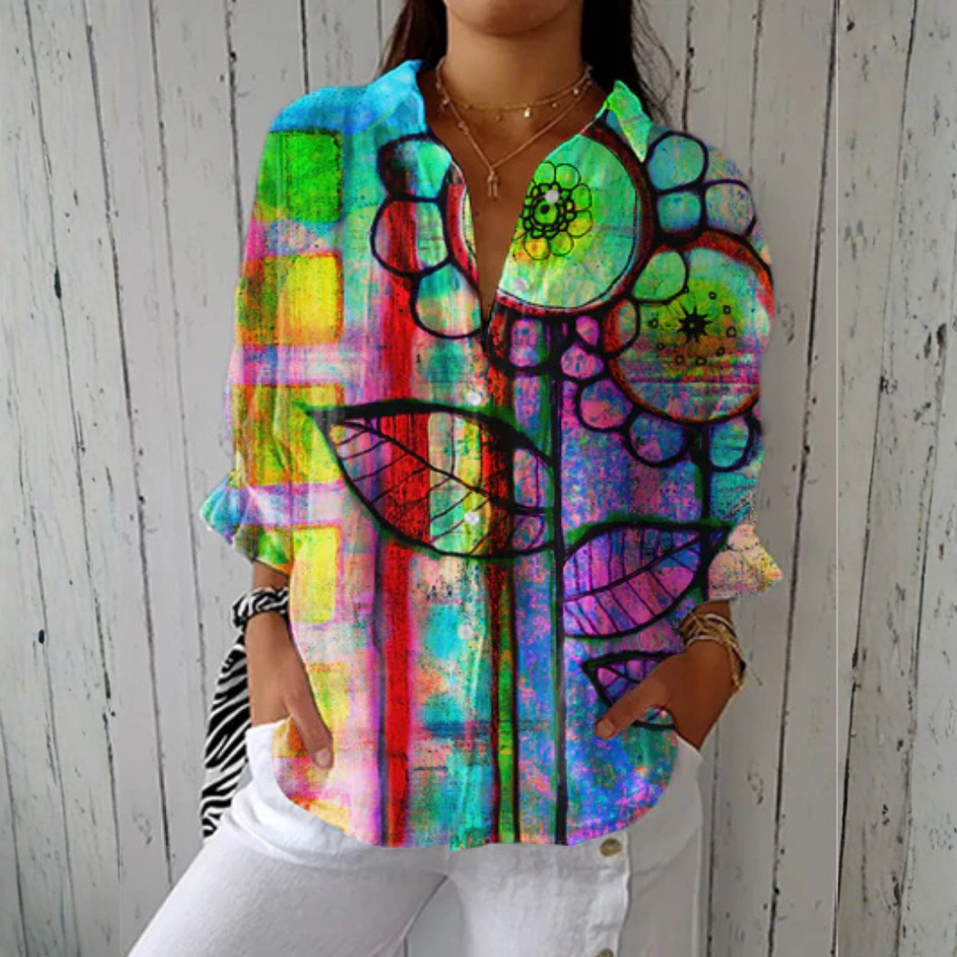 Bianca Artistic Flower Blouse detail