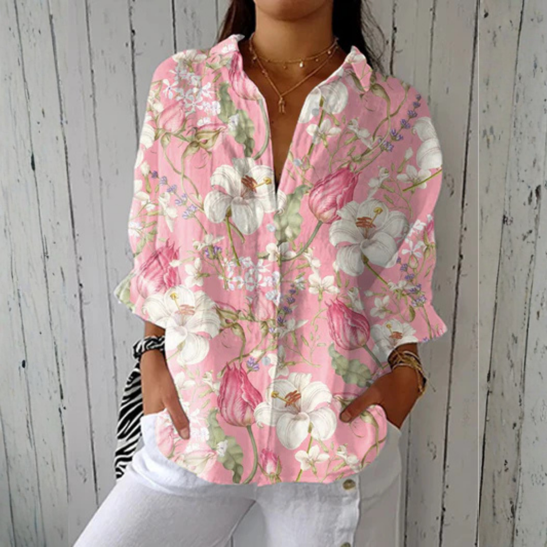 Hannah Elegant Floral Blouse detail
