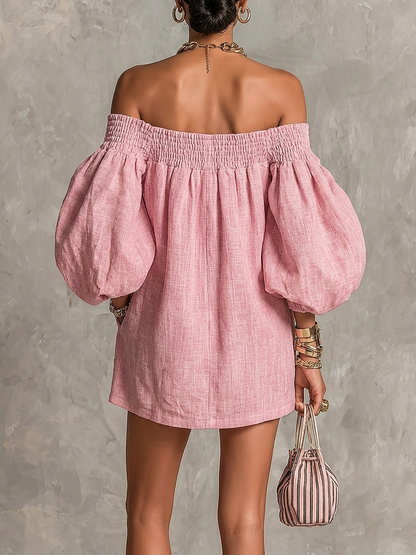 Rosaline | Off-Shoulder Puff-Sleeve Mini Dress