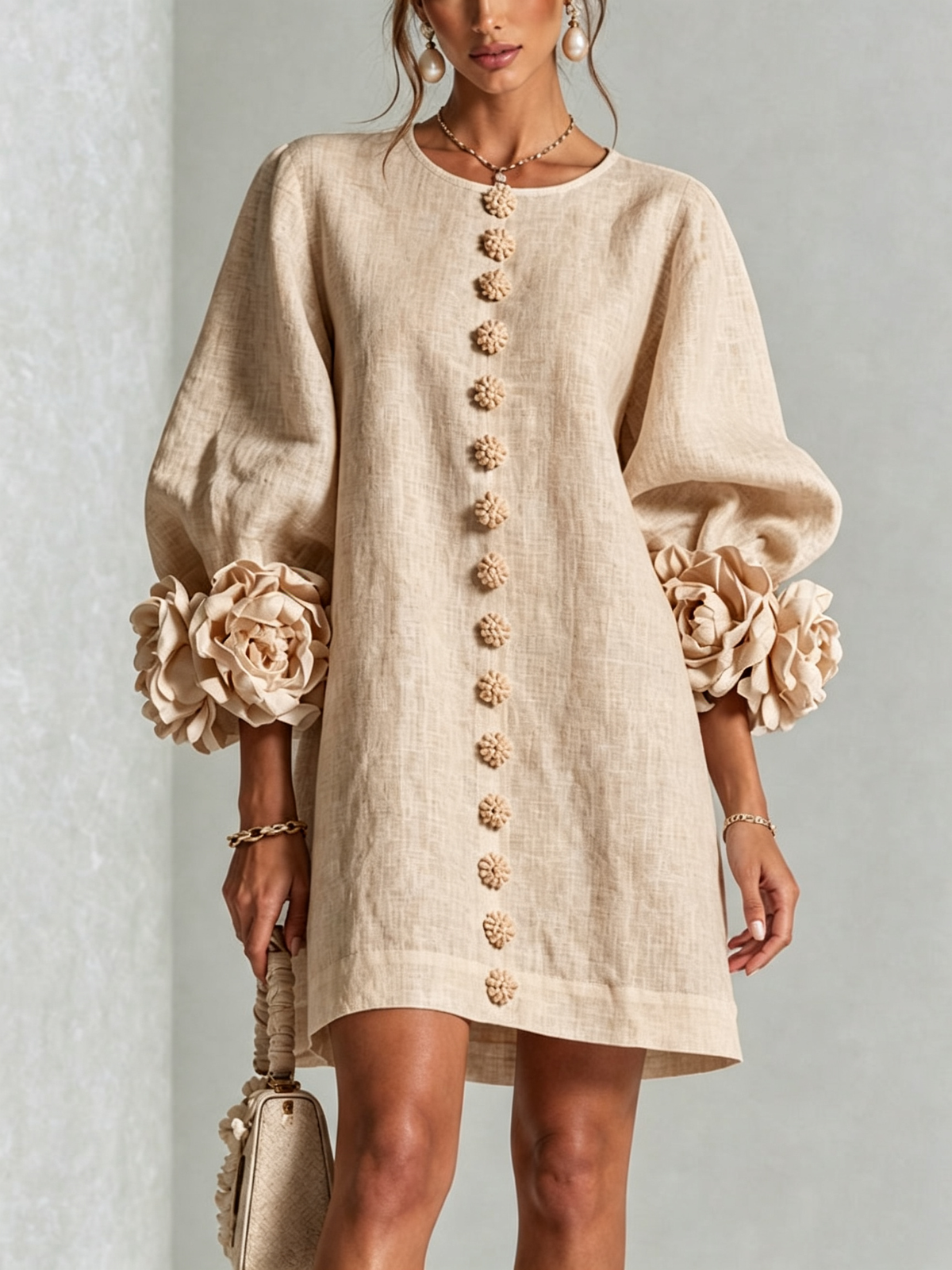 Mary | White Floral Button-down Mini Dress