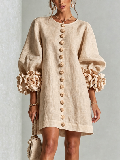 Mary | White Floral Button-down Mini Dress